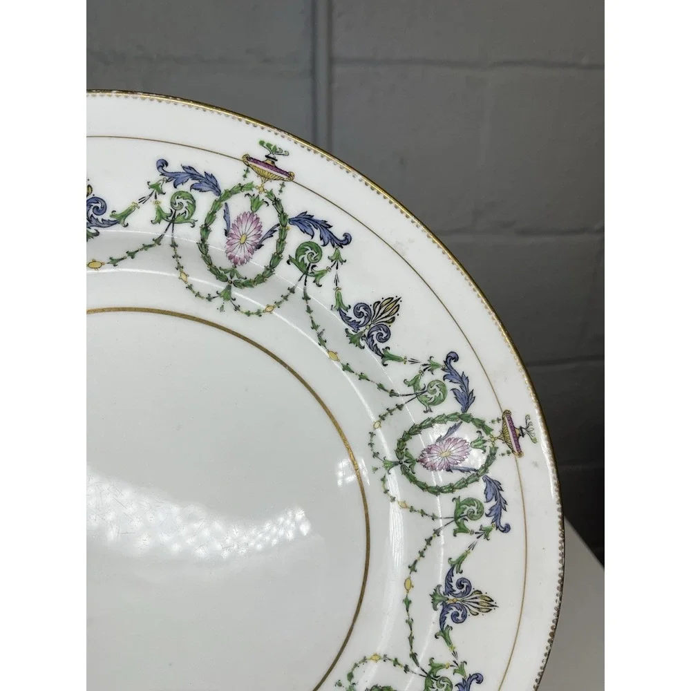 Minton H2581 Chop Plate Charger Garland Urns Floral Gold Pink Blue‎ Green 12.5